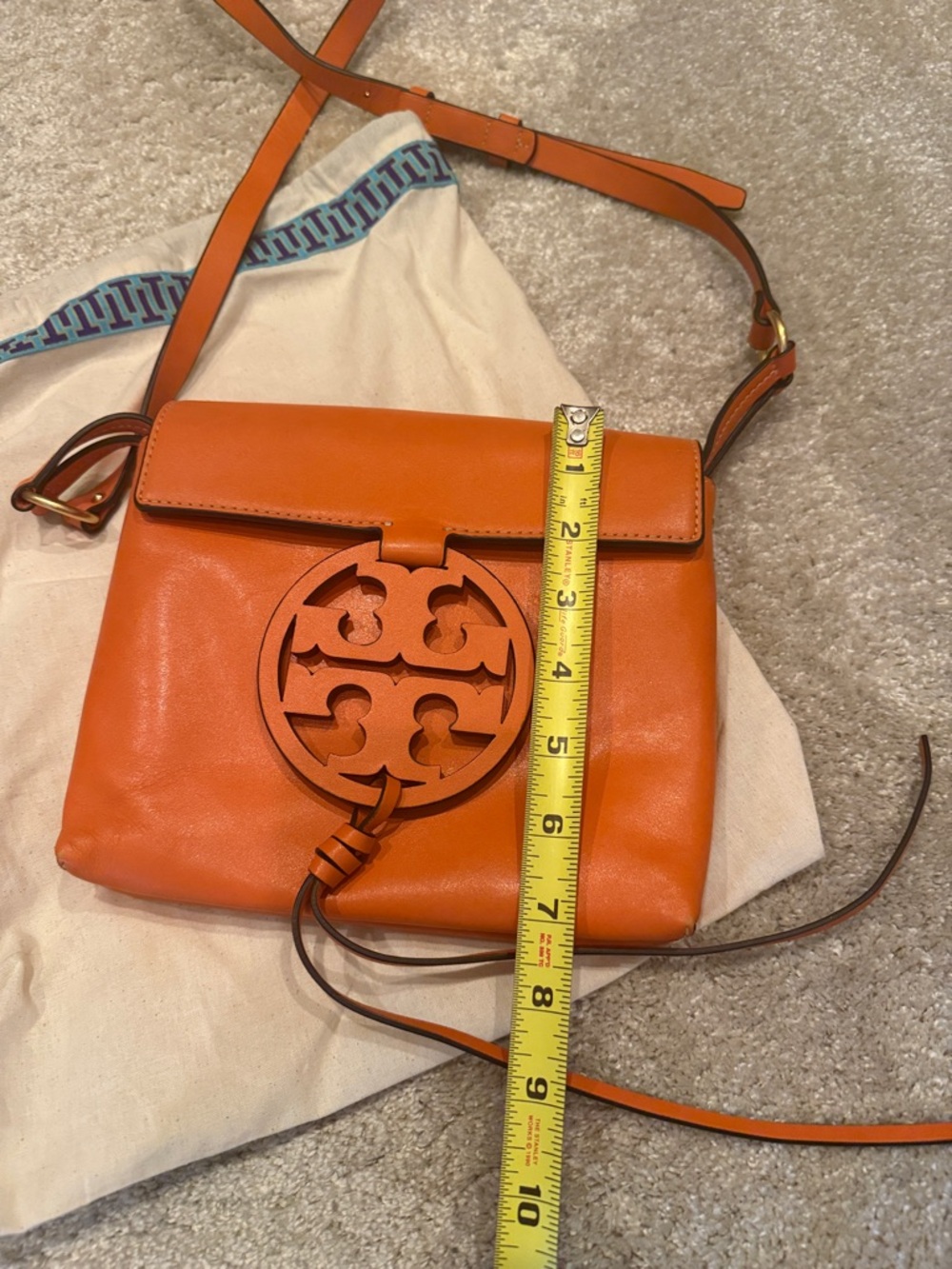 Tory Burch Bright Orange Leather Fleming-Inspired Crossbody - Picture 5 of 12